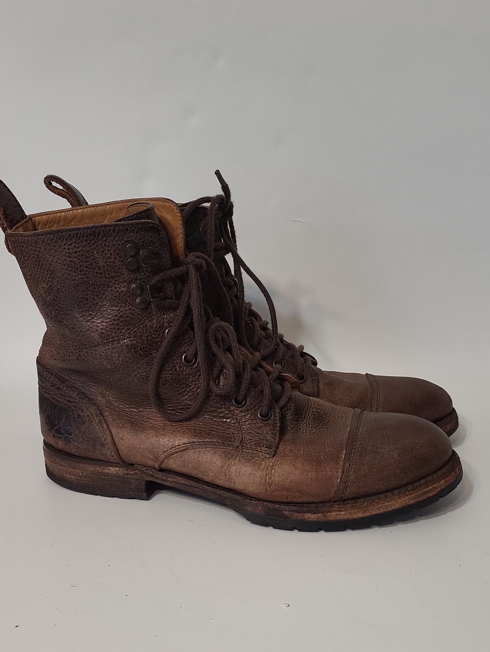 John Fluevog "Oliver" Brown Distressed Leather Lace Up Boots Size 8